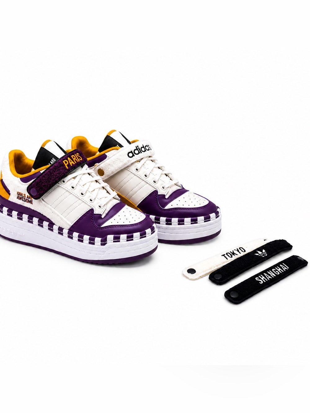 Girls Are Awesome x Adidas Women's Triple Platforum Low White Purple Size 8